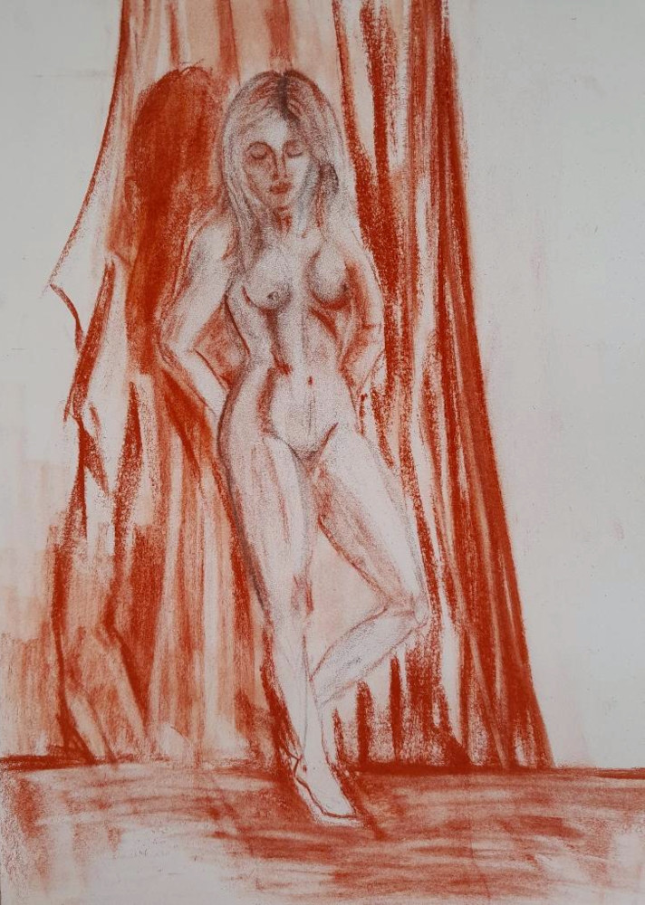 La jeune femme nue écarlate