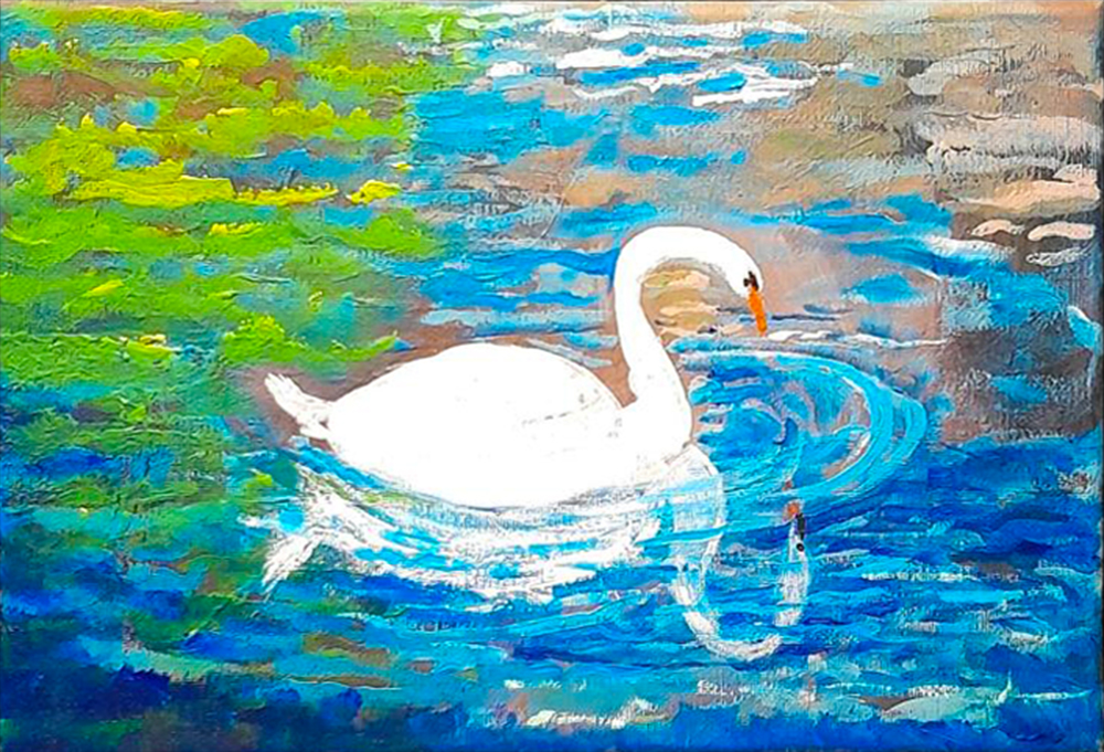le cygne en reflet